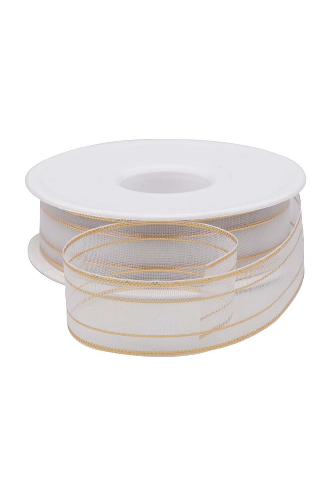 Çizgili Şifon Kurdele 2.5 cm 20 mt | Altın