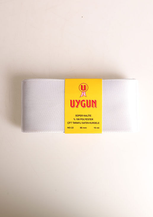 Uygun Saten Kurdele 66 mm 10 m | Beyaz