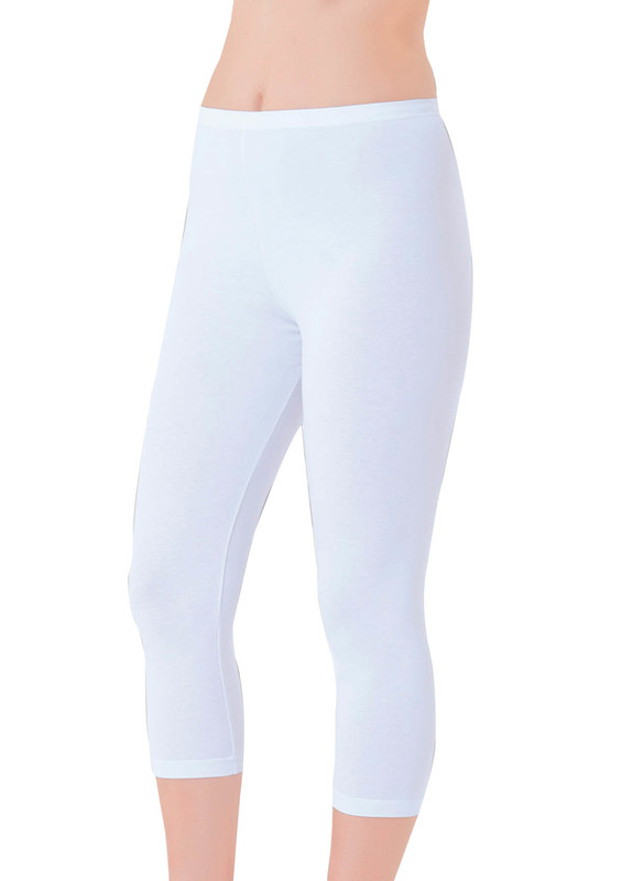 İLKE - İlke Lycra Low-Knee Capri Leggings 2258 | White