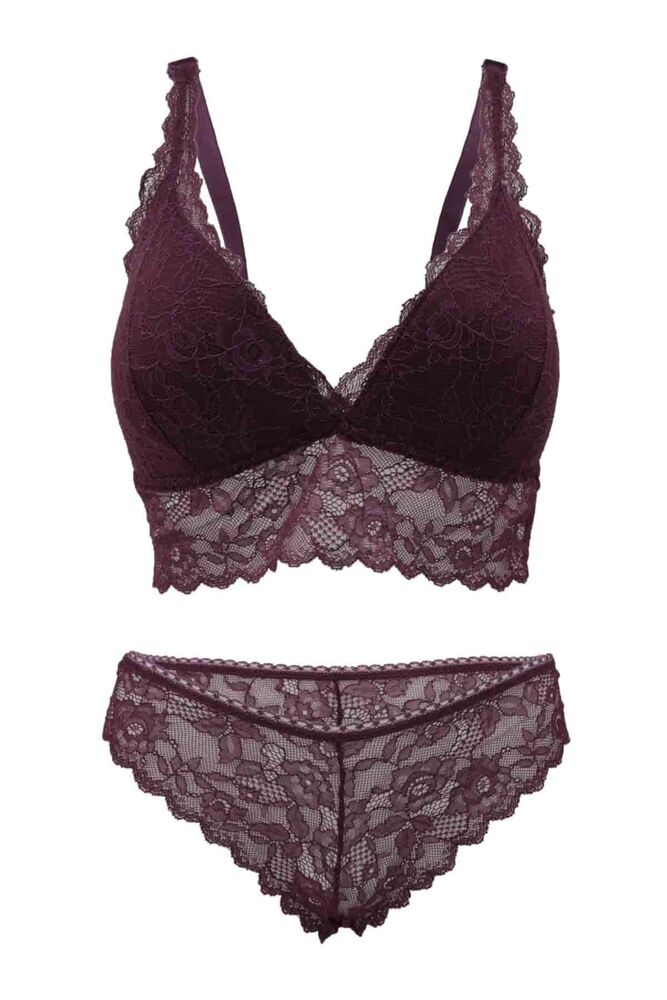 Cansoy Laced Unsupported Bra Set 301 | Purple