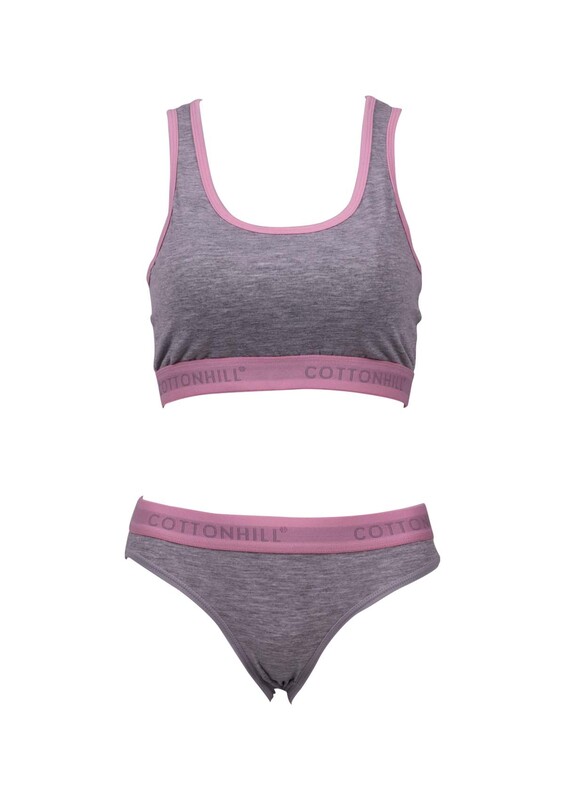 Cottonhill Unsupported Sportive Bra Set 1814 | Gray - Thumbnail