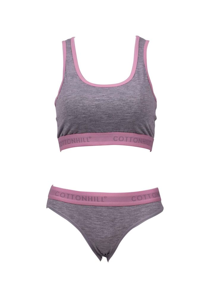 Cottonhill Unsupported Sportive Bra Set 1814 | Gray