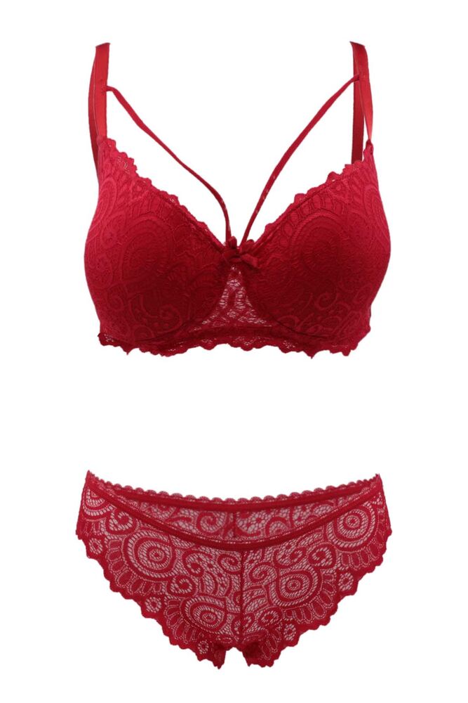 Fulyam Supported Laced Bra Set | Red