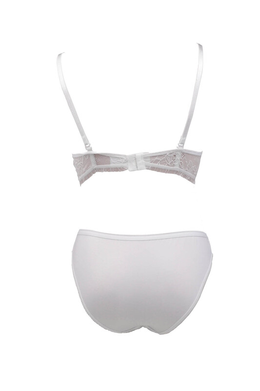 Laced Supported Bra Set 302 | White - Thumbnail