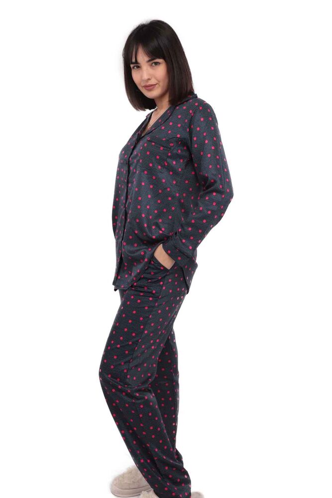 Aydoğan Spotted Poplin Shirt Woman Pajama Set 14002 | Black