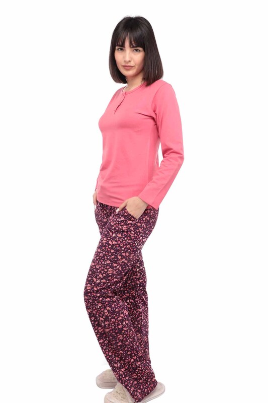 Aydoğan Modal Long Sleeved Woman Pajama Set 4429 | Pink - Thumbnail
