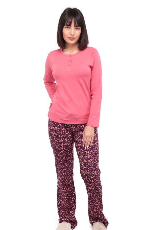 Aydoğan Modal Long Sleeved Woman Pajama Set 4429 | Pink - Thumbnail