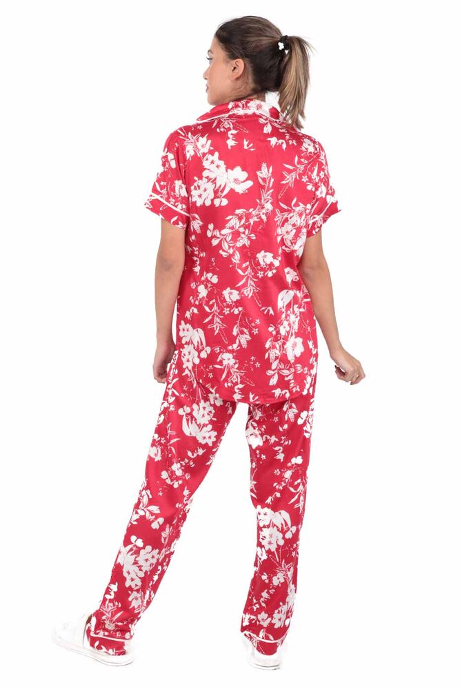 Aydoğan Patterned Poplin Shirt Woman Pajama Set 14037 | Red