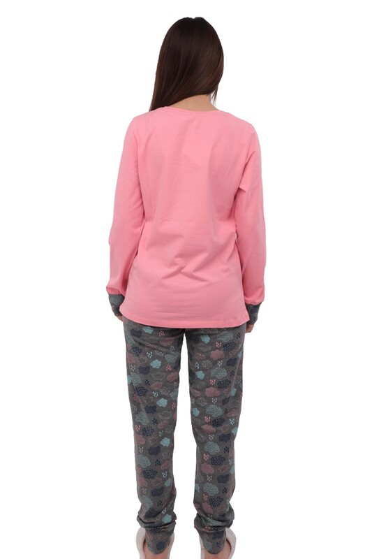 Rolypoly Cloud Printed Rib Pajama Set 3168 | Pink - Thumbnail