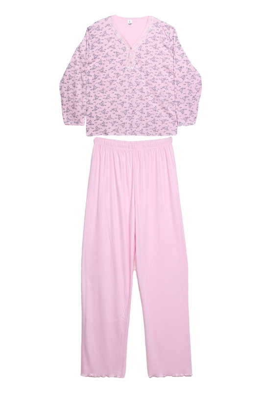 SUDE - Güpür Detaylı Kadın Pijama Takımı P-5004 | Pembe