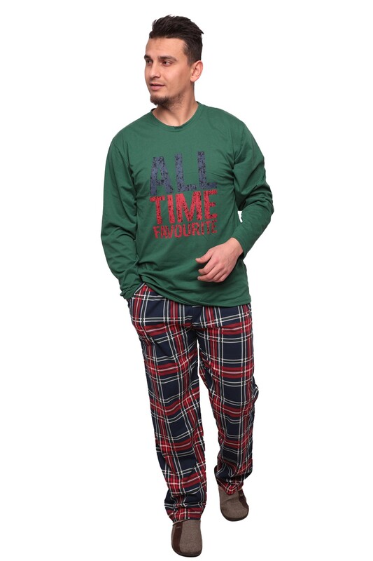LİNDROS - Uzun Kollu Erkek Pijama Takımı 5206 | Yeşil