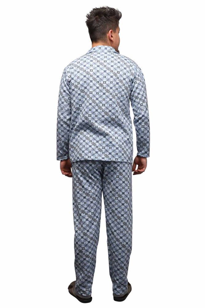 Shirt Neck Buttoned Man Pyjama Set 0211 | Blue