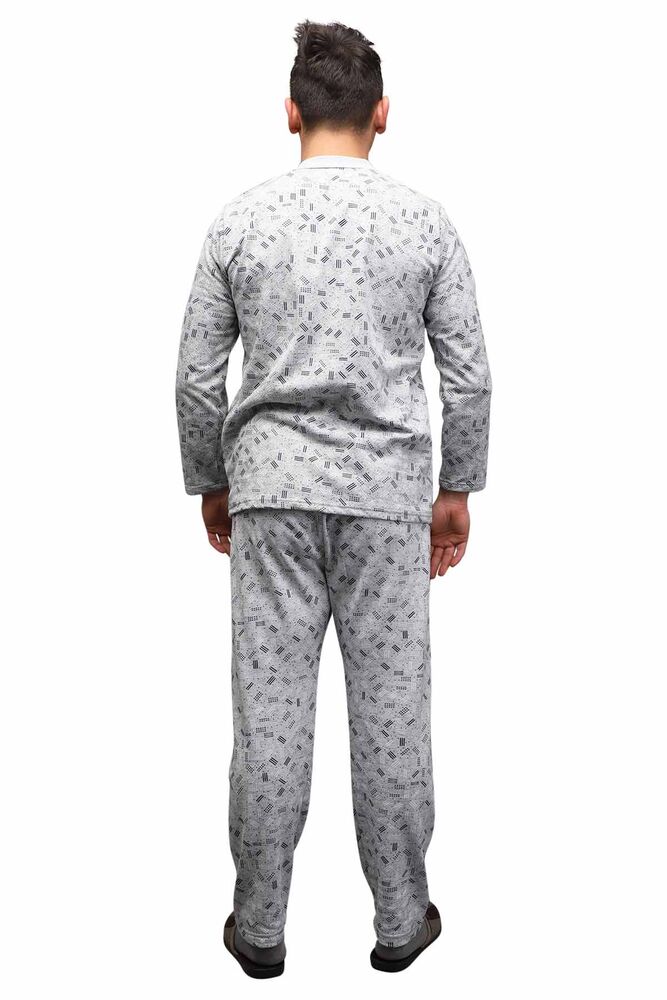 Patterned Buttoned Man Pyjama Set 0215 | Gray