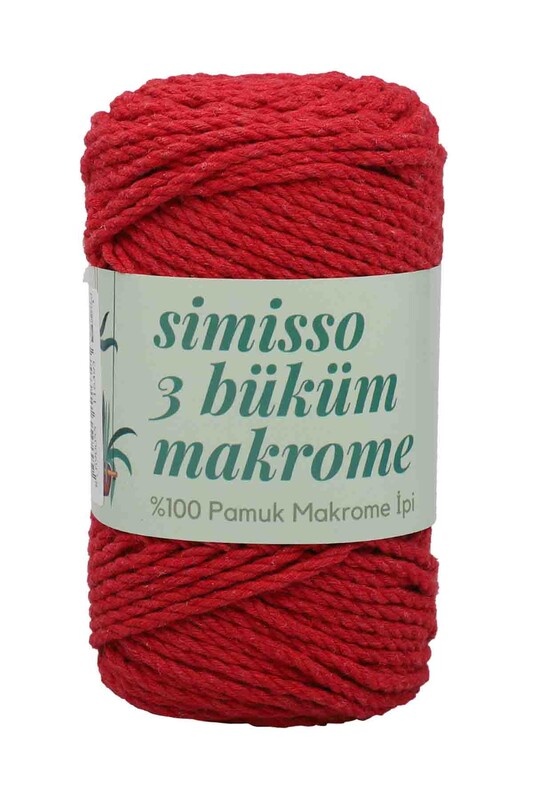 SİMİSSO - 3 Twisted Cotton Macrame Simisso 250gr.| Red