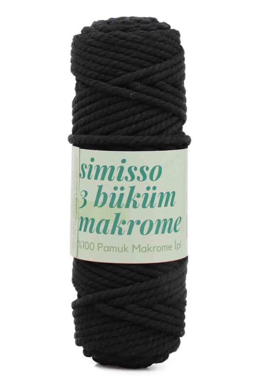 SİMİSSO - 3 Twisted Cotton Macrame Simisso 250gr.| Black 101