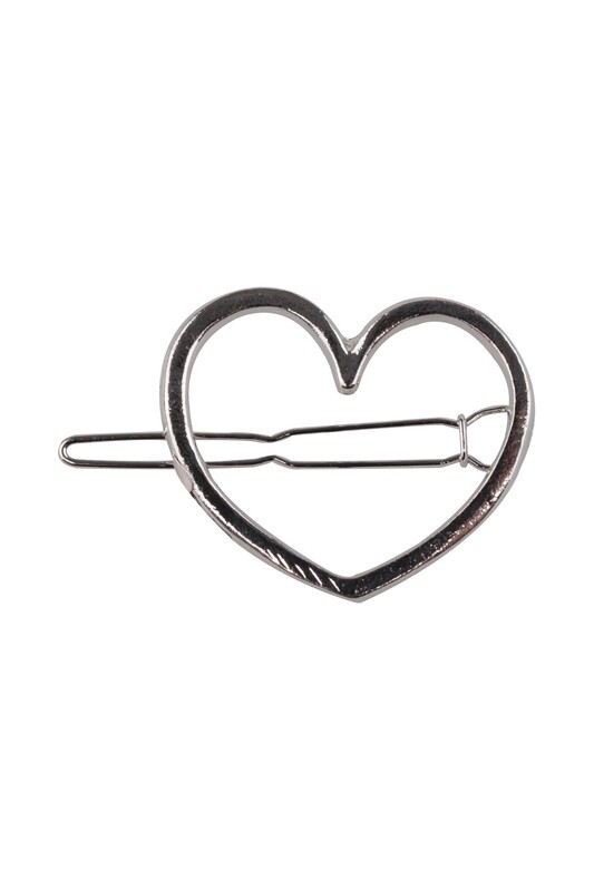 Heart Macrame Hair Clip /Silver - Thumbnail
