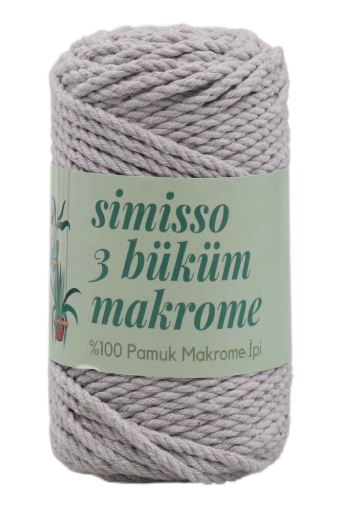 3 Büküm Pamuk Makrome İpi 250 Gr | Gri