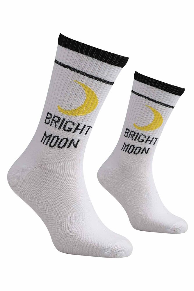 Bright Moon Man Short Socks | White