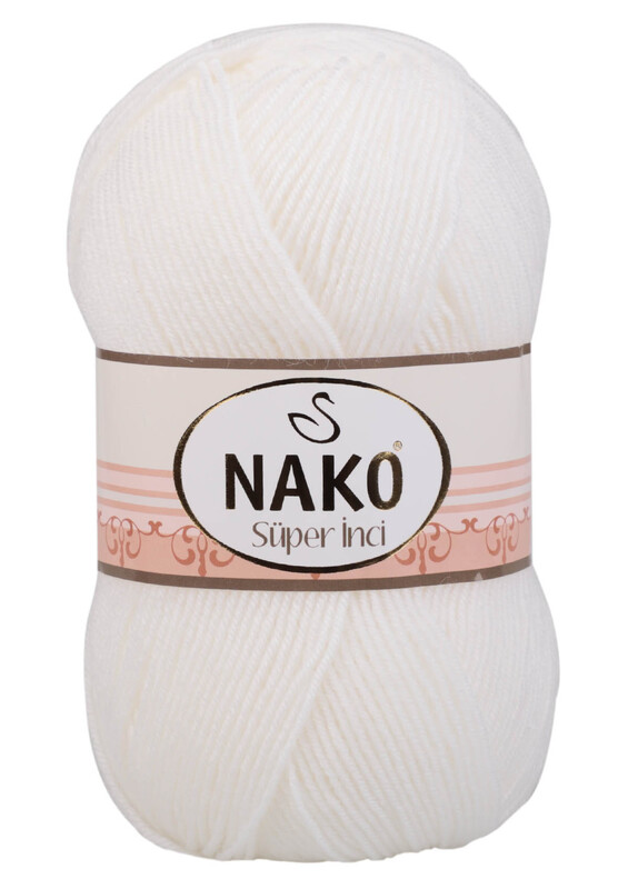 NAKO - Nako Süper İnci El Örgü İpi | Beyaz 208
