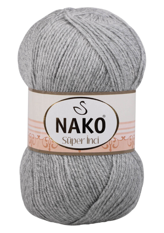 NAKO - Nako Süper İnci El Örgü İpi | Açık Gri Melanj 195