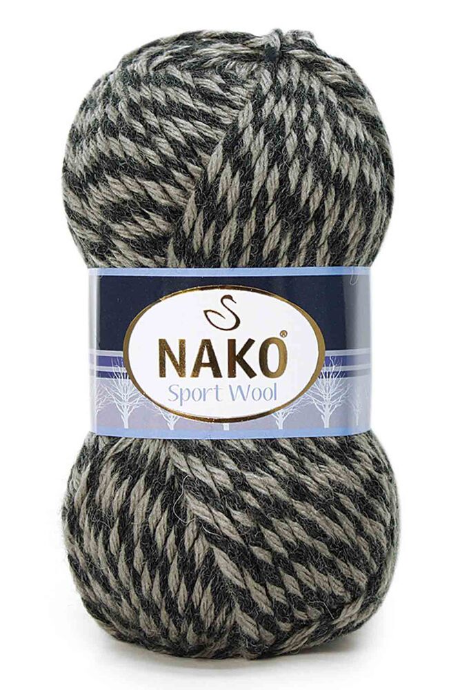 Nako Sport Wool Yarn|Grey-Black Muline 21342