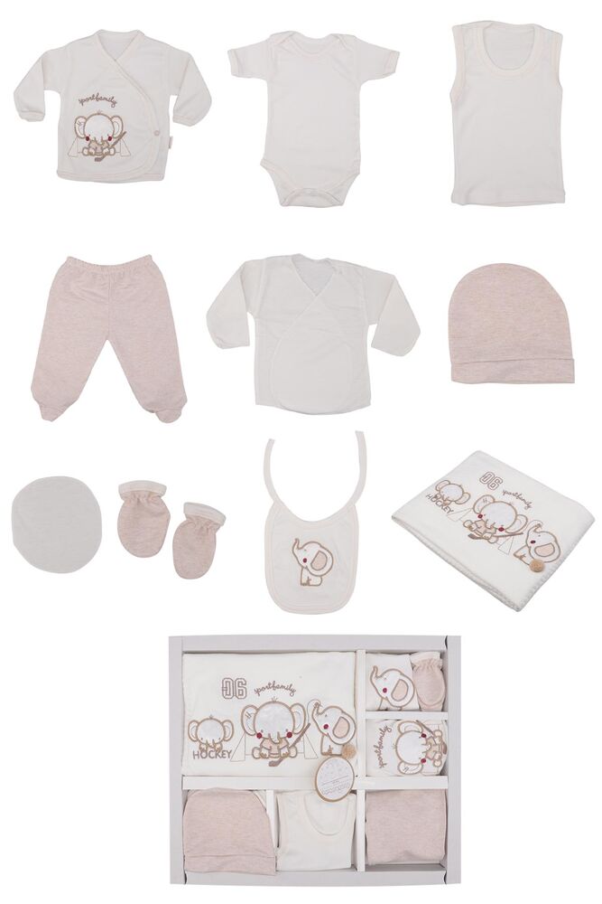 Elephant Embroidered Top 10 Set | Beige
