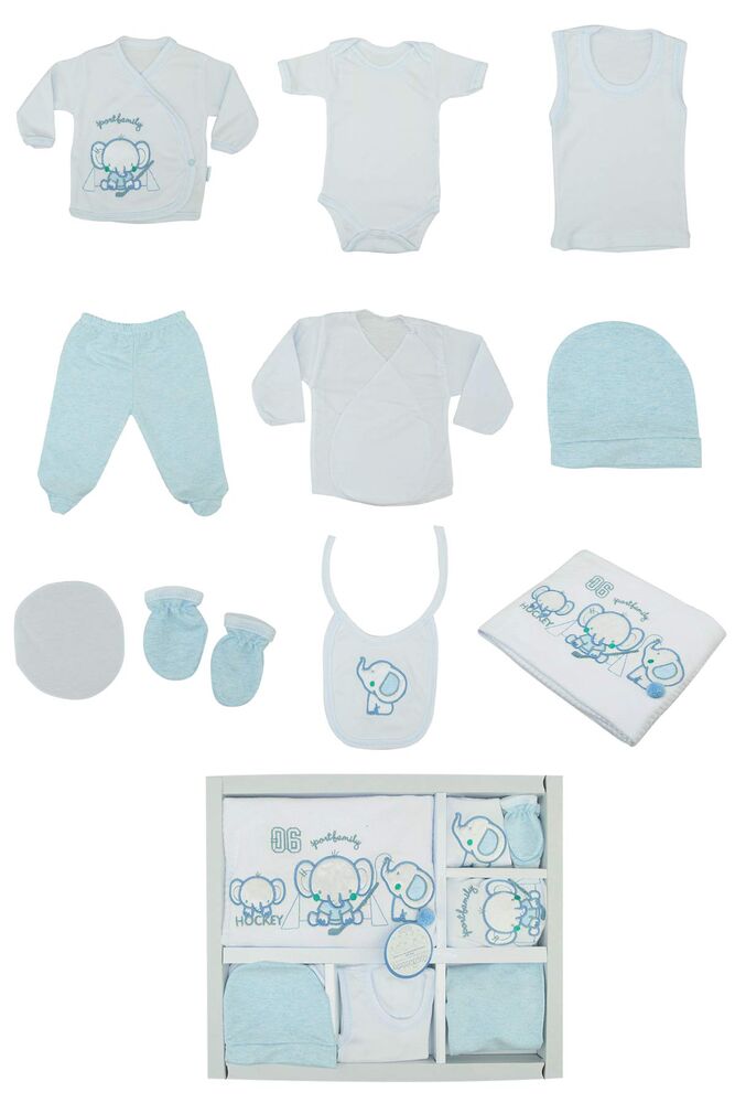 Elephant Embroidered Top 10 Set | Blue