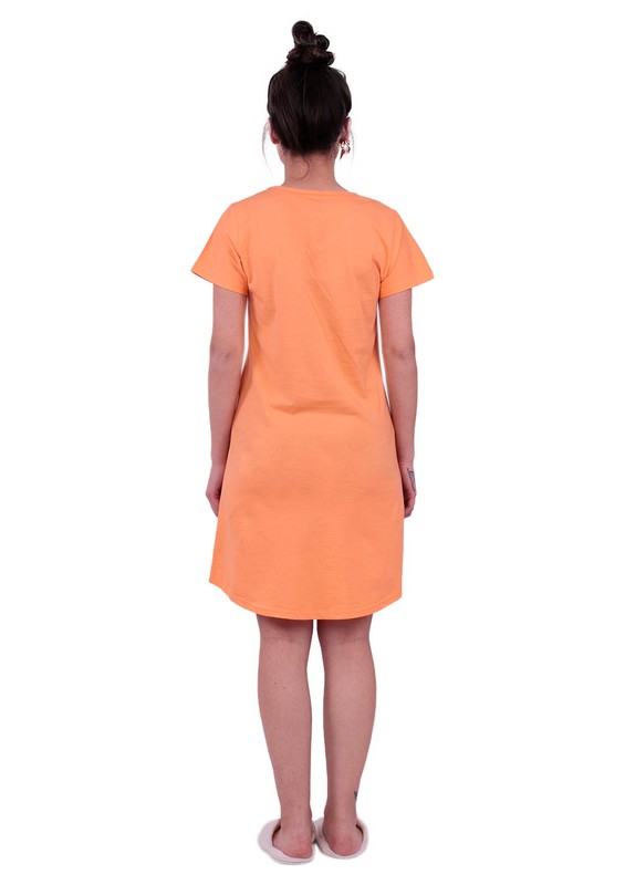 Snc Flamingo Printed Short Sleeved Gown 8041 | Orange - Thumbnail