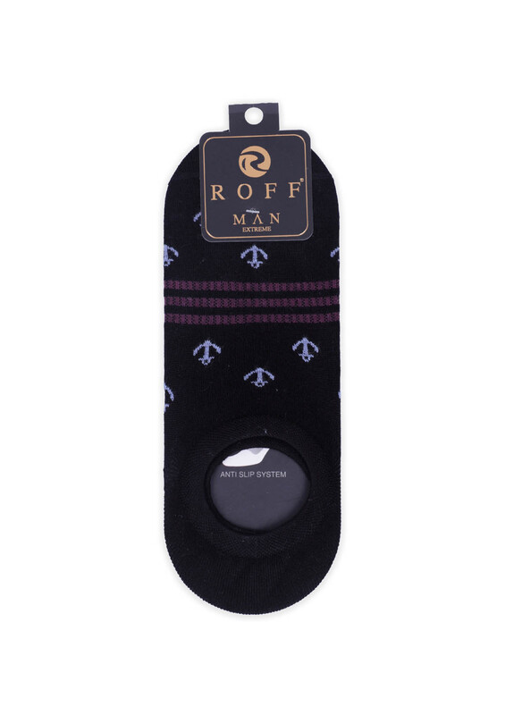 Bamboo Anchor Printed Man No Show Socks | Black - Thumbnail