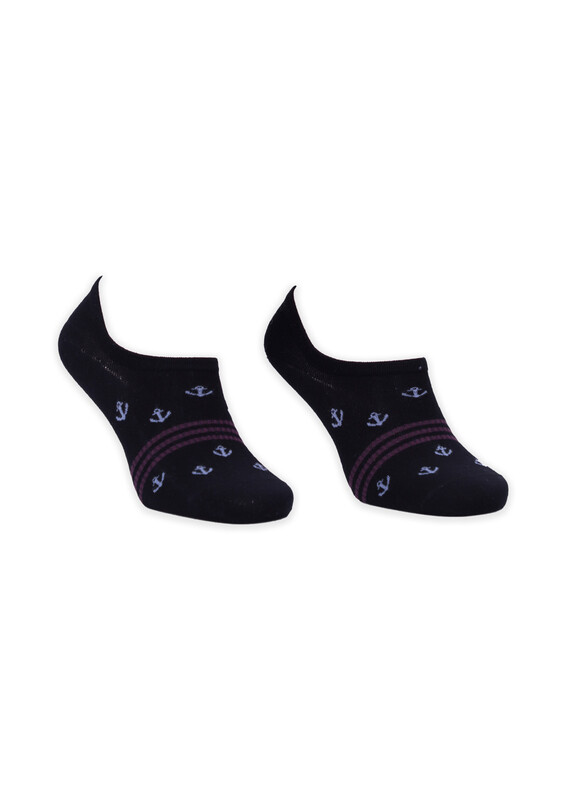 Bamboo Anchor Printed Man No Show Socks | Black - Thumbnail