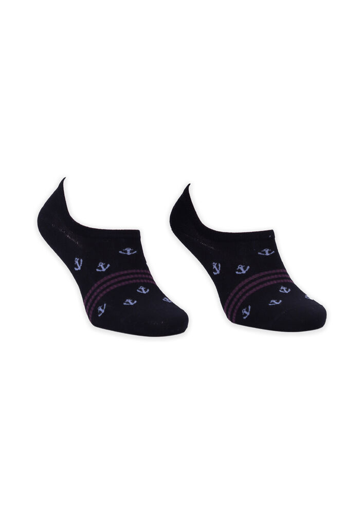 Bamboo Anchor Printed Man No Show Socks | Black