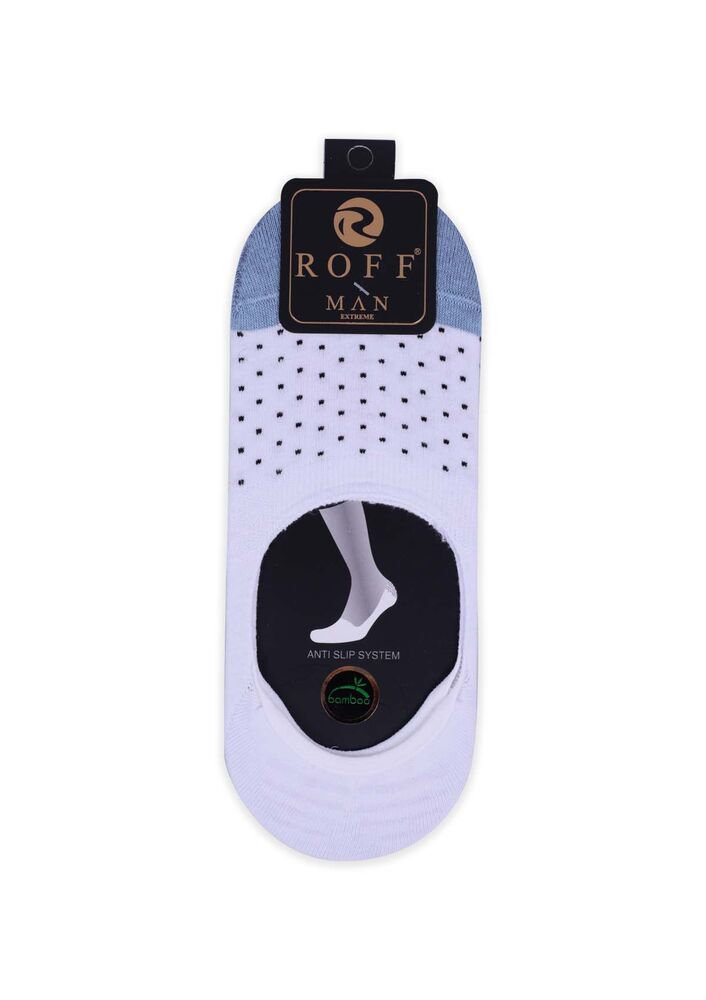 Bamboo Spotted Man No Show Socks | White