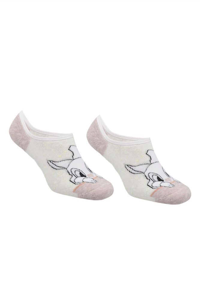 Bunny Printed Woman Towel No Show Socks | Beige