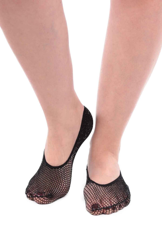İtaliana Glittery Net Woman No Show Socks | Black