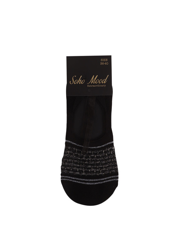 Soho Patterned No Show Socks 016 | Black - Thumbnail
