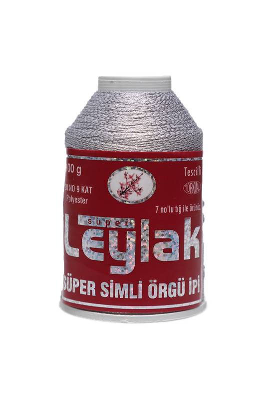 LEYLAK - Leylak Süper Simli Örgü İpi 9 Kat 20 No 100 gr. | Kurşuni 2