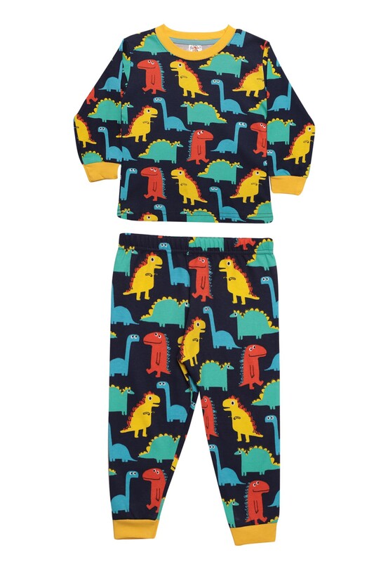 Elmas Kids - Dinazor Baskılı Erkek Çocuk Pijama Takımı 2231 | Lacivert