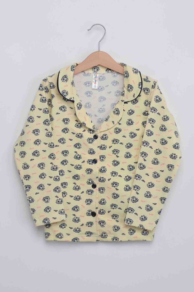 Shirt Collar Girl Pyjama Set | Yellow