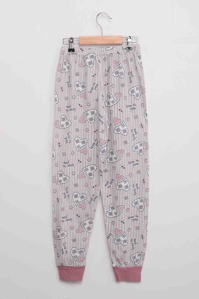 Heart Printed Girl Pyjama Set | Dusty Rose