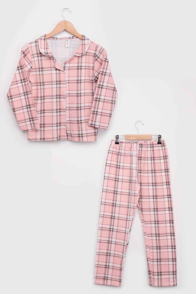 Girl Long Sleeve Shirt Pyjama Set 8003 | Light Pink