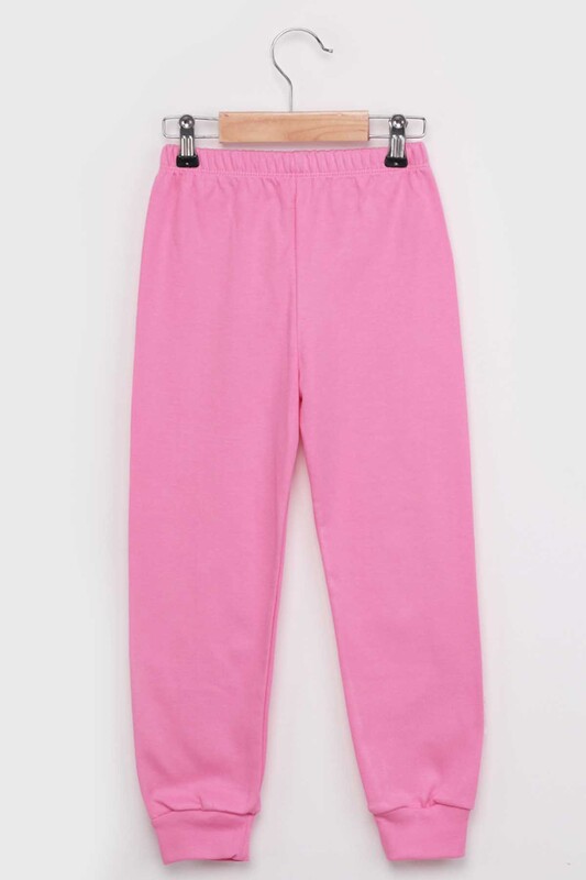 Gupse Rabbit Printed Long Sleeve Girl Pyjama Set | Pink - Thumbnail