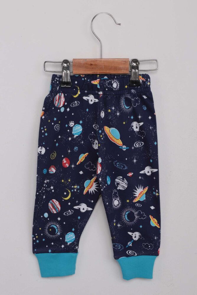 Space Patterned Boy Pajamas Set | Navy Blue