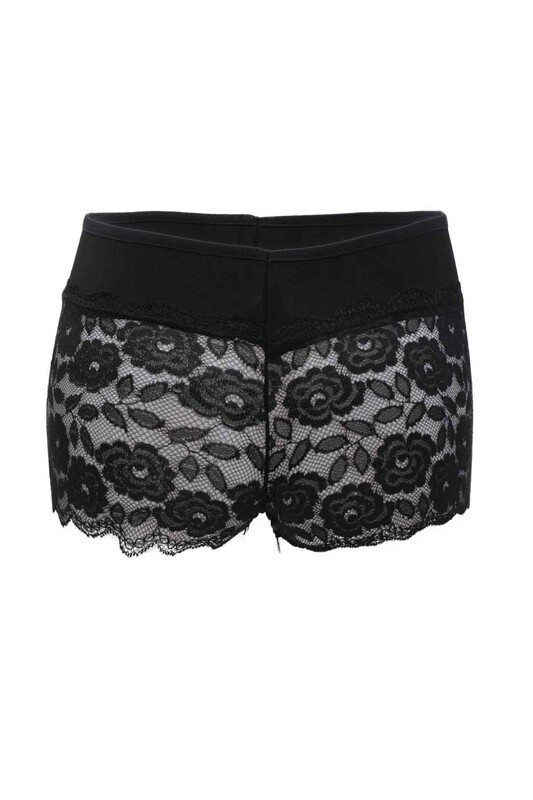 Mary Lux Laced Hosiery Woman Boxer Short | Black - Thumbnail