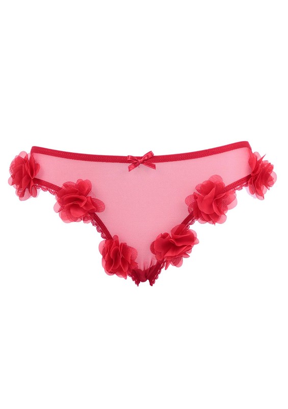 Flower Patterned Panties 4063 | Red - Thumbnail