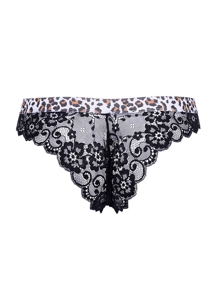 Leopar Patterned Laced Panties 3938 | Black