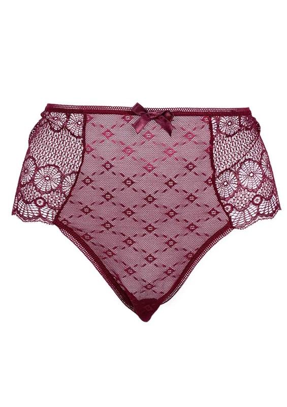 Laced Plus Size Thong 4093 | Bordeaux - Thumbnail