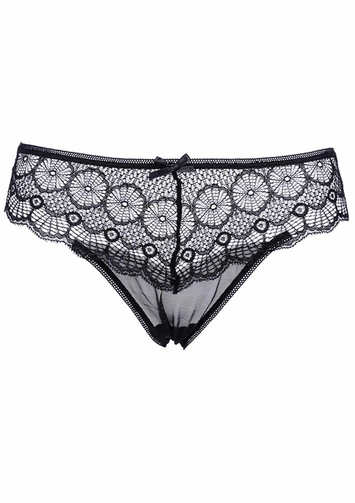 Laced Tulle Thong 4078 | Black