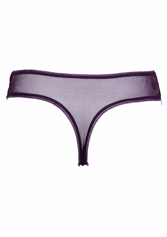 Laced Tulle Thong 4078 | Plum - Thumbnail