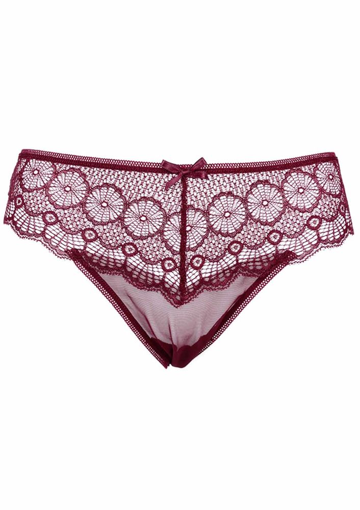 Laced Tulle Thong 4078 | Bordeaux