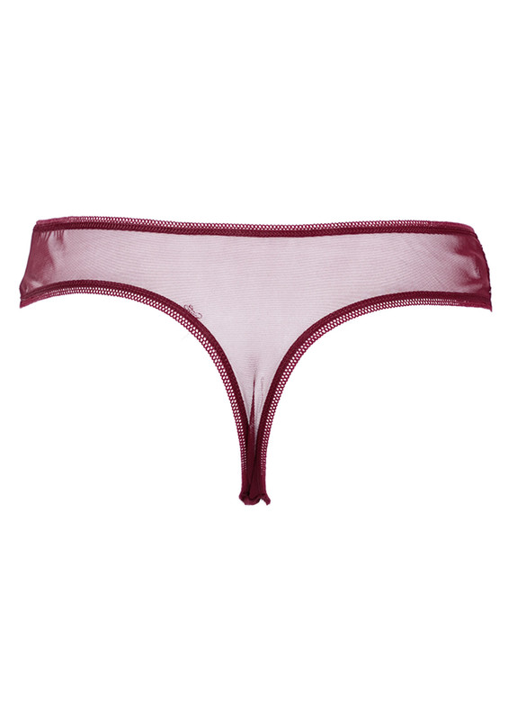 Laced Tulle Thong 4078 | Bordeaux - Thumbnail